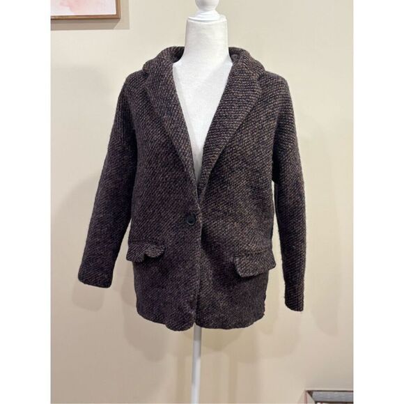 Obey No. 89 Propaganda Ransom Women's Tweed Single Button Coat Brown Size Small - Picture 2 of 8